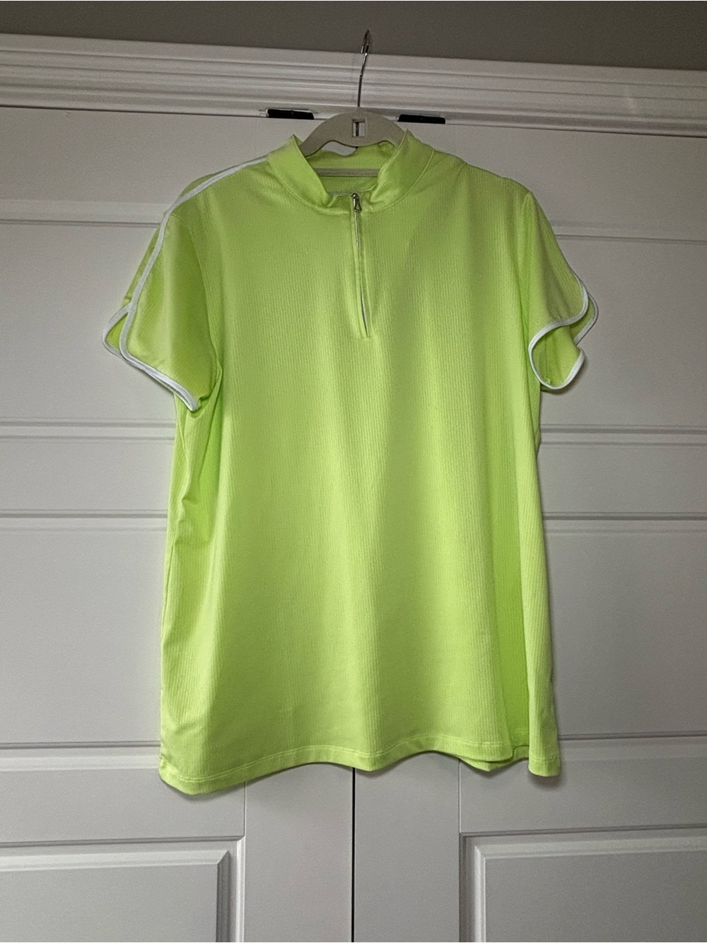 Sport Haley Neon Lime Quarter Zip-Front Athletic Top with White Trim